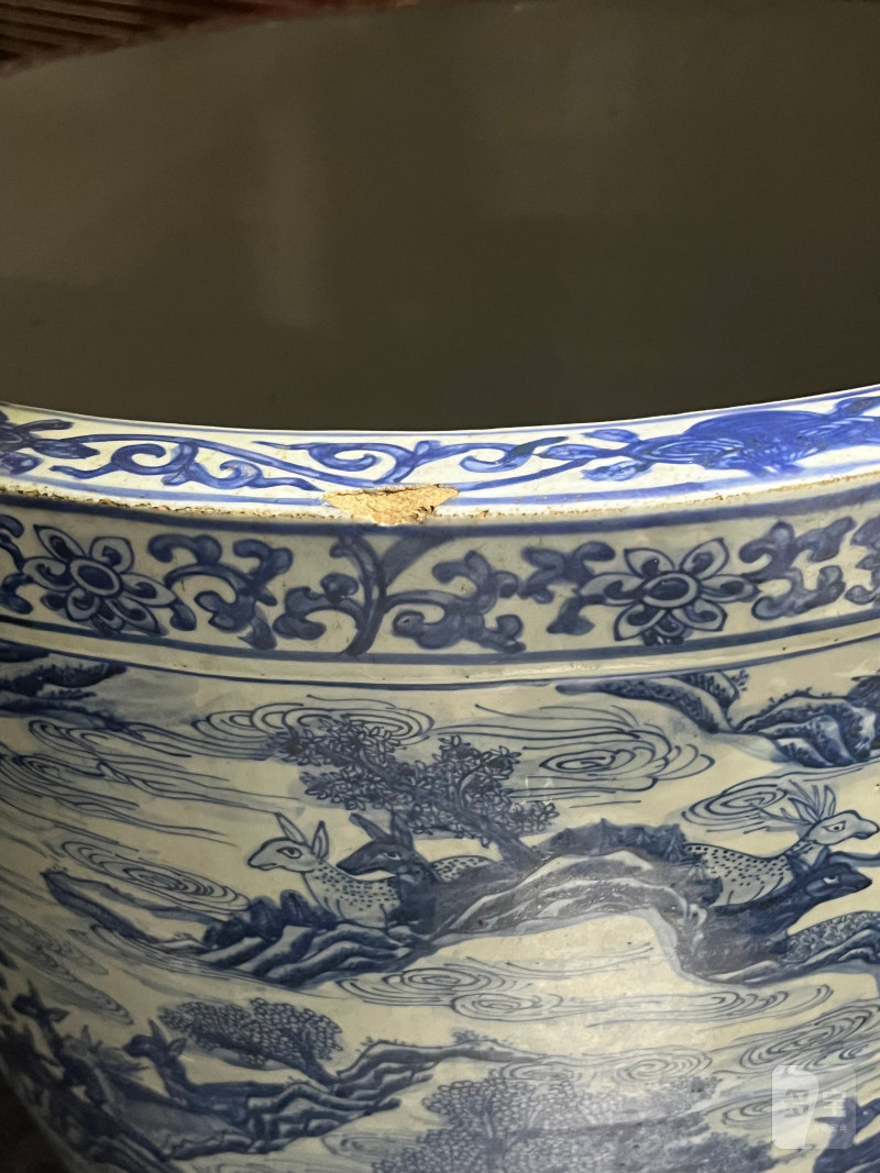 明万历  青花“受天百禄”百鹿图大缸 - 图27